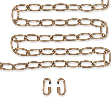 Imagem de KSANA Corrente de iluminação dourada antiga, lustre de 20 pés pendente de lustre pendurado extensão de corrente resistente com 2 fechaduras de conexão para teto alto