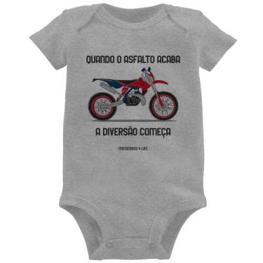 Imagem de Body Bebê Motocross 4 Life - Foca na Moda, Cinza, P