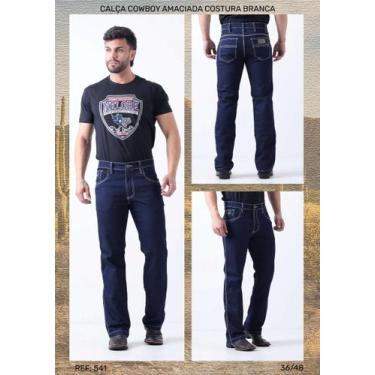 Imagem de Calça Jeans Nelore Country Masculina Cowboy Costura Branca, 40, Amacia