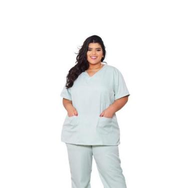 Imagem de Conjunto Hospitalar Plus Size Pijama Gola V Enfermagem 2 Peças Manga C