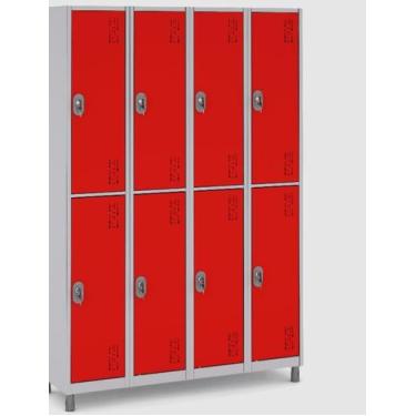 Imagem de Roupeiro Aço 8 Portas Grande 191x128x40Cm Vestiário - W3, Vermelho