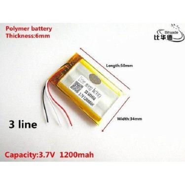Imagem de 603450 3,7v 3 Fios 1200mah 6mm X 34mm X 50mm Recarregavel - KMIG