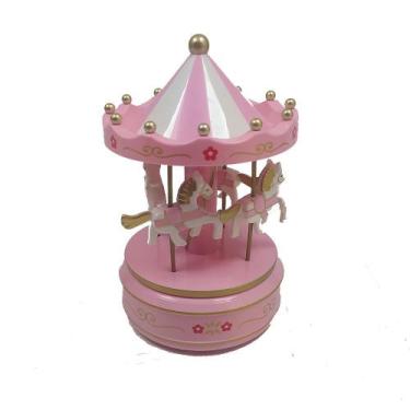 Imagem de Caixinha Toca Música Carrossel Bebê Decoração Cavalinhos - 3374 - Cent