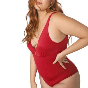 Imagem de Maiô Vermelho Liso Zero Barriga Banho De Mar, 46