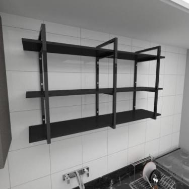 Imagem de Prateleira industrial para cozinha aço cor preto prateleiras 30cm cor 