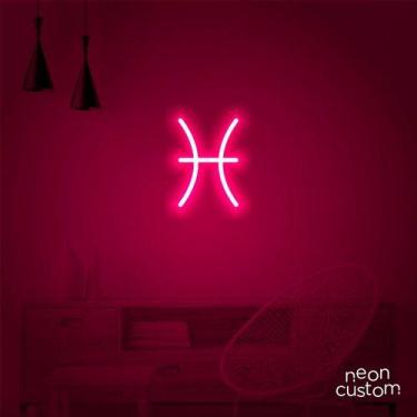 Imagem de luminaria letreiro Neon Led Signo Peixes 100x70 luminoso decoração p/ 
