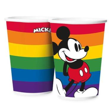 Imagem de Copo Papel 180ml Festa Mickey Arco-Íris - 12 unidades - Regina -