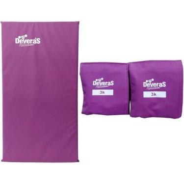 Imagem de kit par de caneleira peso tornozeleira 3 kg e colchonete de ginastica 
