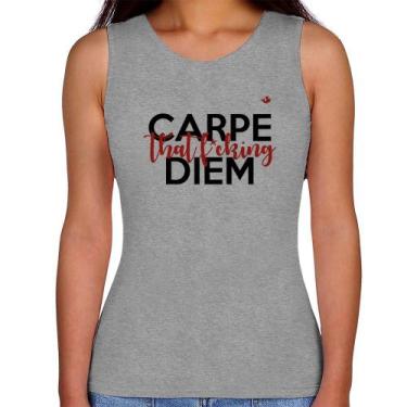 Imagem de Regata Feminina Carpe that fucking Diem - Foca na Moda, Cinza, P