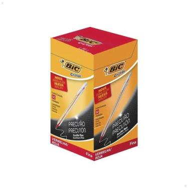 Imagem de Caneta Bic Esferográfica Cristal Fina  0.8mm CX C/50, Vermelho