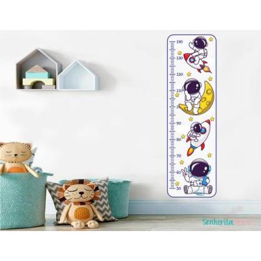 Imagem de adesivo de parede régua de crescimento astronauta - Senhorita Decor