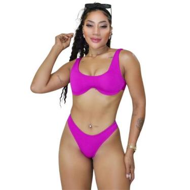 Imagem de Biquíni hotpants malha canelado com bojo - bea fashiom, Roxo, u