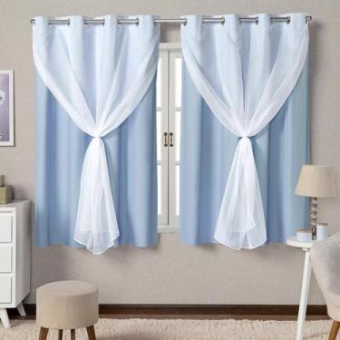 Imagem de Cortina Azul Xale Voil 2,80x1,60 Blackout PVC Liso - Feffo Cortinas