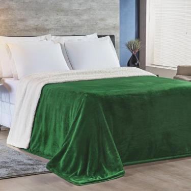Imagem de Cobertor Pele De Carneiro Sherpa Alaska Queen 01 Peça - Verde Esmerald