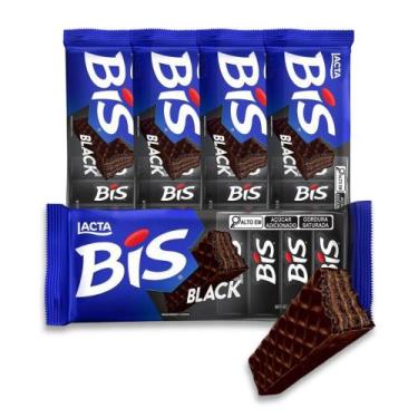 Imagem de Bis Black Chocolate Lacta Kit 5 Caixas com 16 unidades