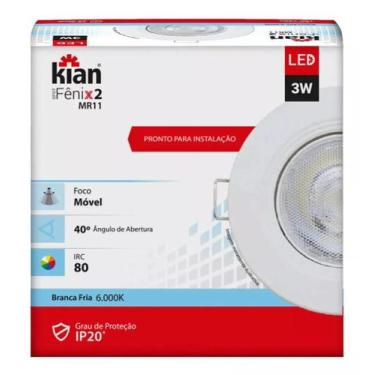 Imagem de Spot Embutir 3W Led 6000k Redondo Kian, Branco, 3W