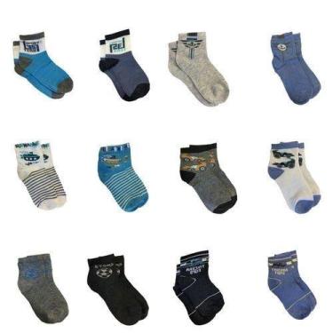 Imagem de Kit 12 Pares De Meias Infantil Menino Sortidas De 8 A 10 Anos - Abafar