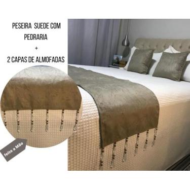Imagem de Peseira de Pedraria C/ Capas de Almofadas Jacquard tamanho King Size -