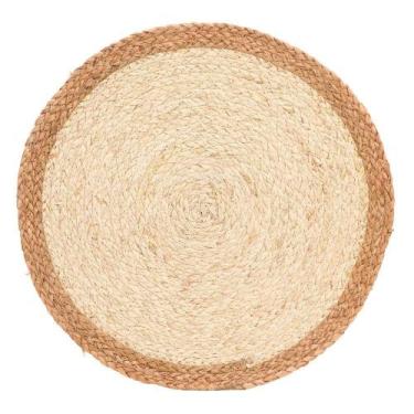 Imagem de Enfeite para Mesa Sousplat Redondo 38x38 Feito de Fibra Trançada Bege 