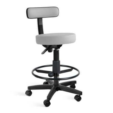 Imagem de Cadeira Mocho Patti Giratória Alta com Aro Branca - Flex Cadeiras