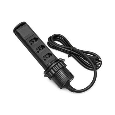 Imagem de Torre de Tomada Multiplug Retrátil 3 Elétricas 10A Preta - QTMOV