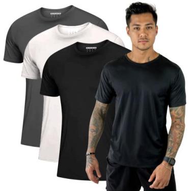 Imagem de Kit 3 Camisetas Masculinas Dry Fit Academia Anti Suor Basica Lisa Corr