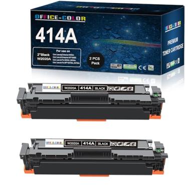 Imagem de Cartucho de toner preto 414A W2020A (com chip) Substituição para impressora HP Color Laser Pro MFP M479fdw M454dw M454dn M479fdn (pacote com 2)