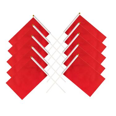 Imagem de Tibijoy Pacote com 25 bandeiras vermelhas "Faça você mesmo" no bastão, mantidas à mão vermelhas pequenas mini bandeiras bandeiras, festas, eventos, celebrações, escola, clubes esportivos, eventos de festival, parquinho, vaso de flores