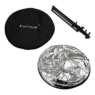 Imagem de Fotodiox Painel refletor dobrável 5 em 1 de 122 x 182,88 cm e kit de suporte para fotografia e vídeo - painéis preto, dourado, prata, translúcidos e brancos