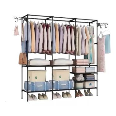 Imagem de Guarda Roupa Organizador Desmontável com 4 Colunas e Cabideiro Aberto: Ideal para Seu Closet Compacto e Organizado Armário Multiuso Quadruplo PREMIUM