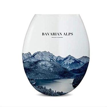 Imagem de Assento de vaso sanitário com fechamento suave, fácil de montar, belo design impresso, substituição, tampa de vaso sanitário espessada, painel PP tipo U universal para banheiro-iceberg