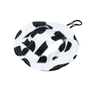 Imagem de LuckyOpt Chapéu de sol para animais de estimação, fivela de corda ajustável, chapéu de pescador para filhotes, gatos, cães pequenos e animais de estimação de tamanho semelhante (preto + branco, M)
