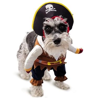 Imagem de Fantasia engraçada de cachorro estilo piratas do Caribe fantasias de gato roupas de cachorro de Halloween com chapéu pequeno médio para animais de estimação gatinho cosplay roupas bonitas para acessórios de festa de Halloween (pequeno)