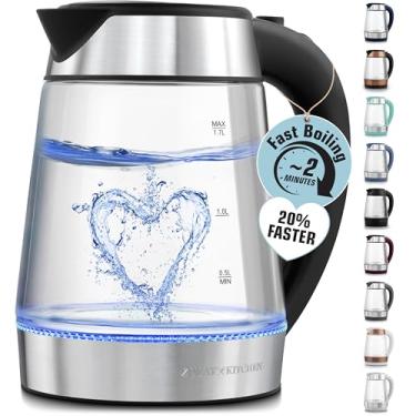Imagem de Zulay Kitchen Chaleira Elétrica de Ebulição Rápida, 1.7L, 1500W, Aço Inoxidável, Desligamento Automático, Vidro de Borosilicato