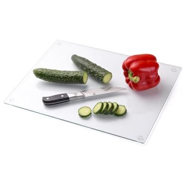 Imagem de Phore Tábua de corte de vidro temperado para cozinha, lavável na lava-louças, tábua de corte transparente para bancada, resistente a arranhões, resistente ao calor, resistente a estilhaços, 40,64 cm x