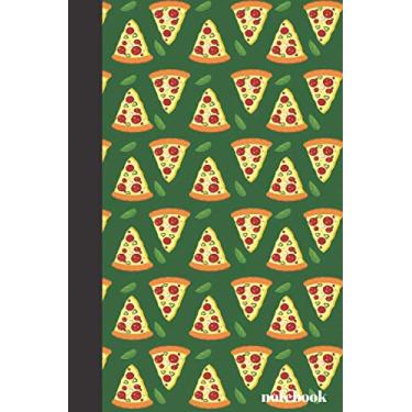 Imagem de Notebook: 6x9 ruled journal (eu A5) lined paper, Great for taking notes, journaling, doodling, drawing, planning, composition or sketchbook - Pizza ... - Italian food funny present - Green Pattern