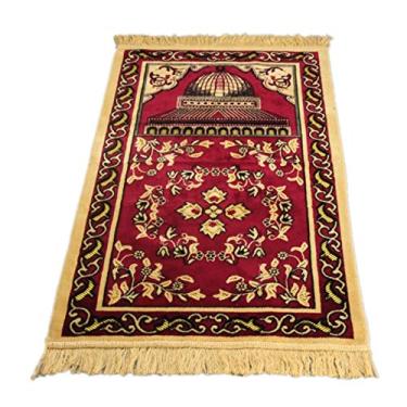 Imagem de XINNI Tapete muçulmano para oração islâmica, tapete tapete espesso e macio vermelho