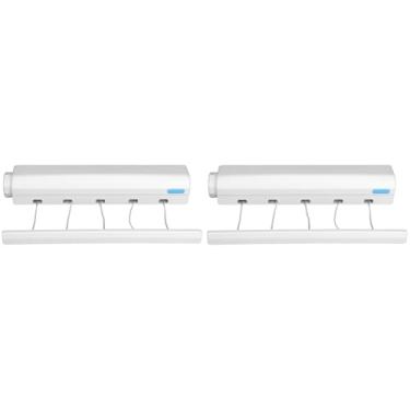 Imagem de Varal Retrátil de 2 Pces, Linha de Lavagem Extensível Corda Fixado na Parede do Gancho de Secagem Secador de Roupa Fixado na Parede para Exterior Interno