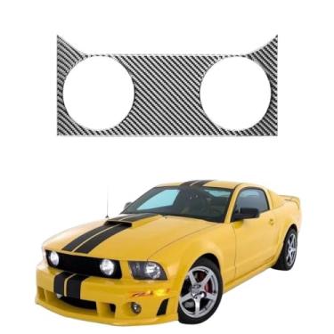 Imagem de IKUESM Compatível com Ford Mustang GT 2005-2009 S197 Acessórios Fibra de carbono Interior do carro Centro de ventilação de ar Quadro Guarnição Adesivo Decalque Decoração Capa(Black)