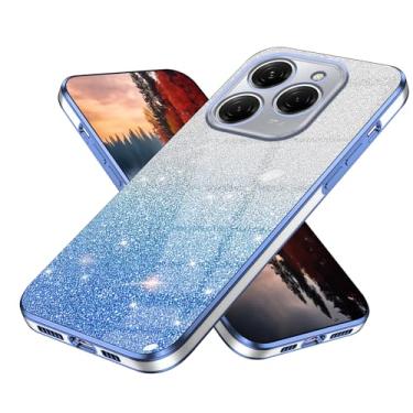Imagem de Anlalish Compatível com Tecno Spark 20 Pro, capa transparente com glitter, capa para celular Tecno Spark 20 Pro, revestimento de silicone, proteção Fundas à prova de choque, Bling 2 em 1 para meninas