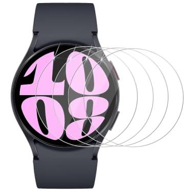 Imagem de UZWZW (Pacote com 4) Protetor de tela para Samsung Galaxy Watch 7 (44 mm) / Watch 6 (44 mm) / Watch 5 (44 mm) / Watch 4 (44 mm) Vidro temperado, HD transparente, antiarranhões