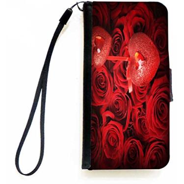 Imagem de Rikki Knight Capa carteira flip com rosas dos namorados com coração para iPhone 5c da Apple com aba magnética