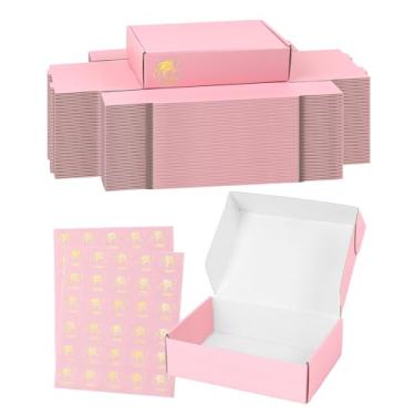 Imagem de TryDrem Pequenas caixas de transporte 7x5x2 polegadas 50 pacotes, caixa de embalagem rosa, caixas de papelão ondulado para pequenas empresas, presente, literatura, envio