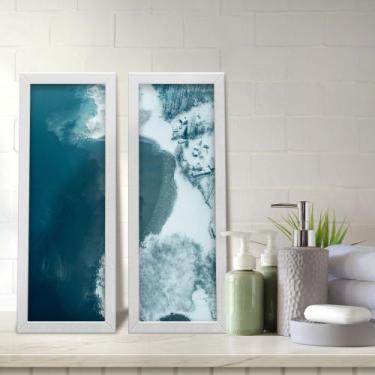 Imagem de Kit 2 Quadros Decorativos Lavabo Neve Lago Paisagem Frio - Deliquadros
