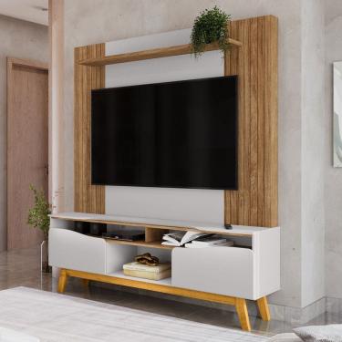 Imagem de Estante para TV Até 75 Polegadas Atalaia 2 Portas Cinamomo/Off White - Móveis Bechara