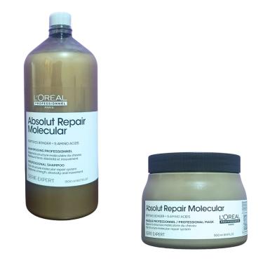 Imagem de Shampoo 1500ml Máscara 500g Loreal Absolut Repair Molecular 