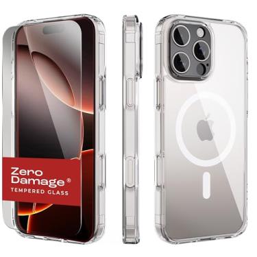 Imagem de Capa Sahara Crystal para iPhone 16 Pro Max, kit de proteção da série clássica compatível com MagSafe – capa transparente + protetor de tela de vidro temperado (CP00699)