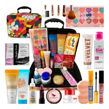 Imagem de Kit De Maquiagem Maleta Completo Pó Compacto Batom Liquido - Mult Marc