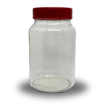 Imagem de Pote 600 ml de vidro com tampa de plastico - Emporio dos Freitas, Verm