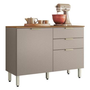 Imagem de Balcão Cozinha Alba 120cm 2 Portas e 2 Gavetas com Tampo MDP - Demóbil